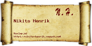 Nikits Henrik névjegykártya